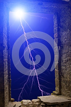 Lightning flash stone window
