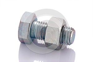 Bolt and nut isolated on white