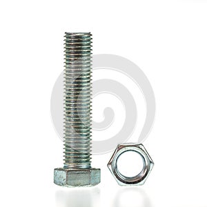 Bolt and nut isolated on white