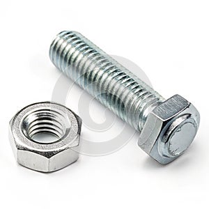Bolt and Nut isolated on white background photo