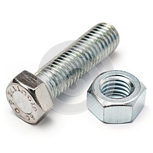 Bolt and nut isolated on white