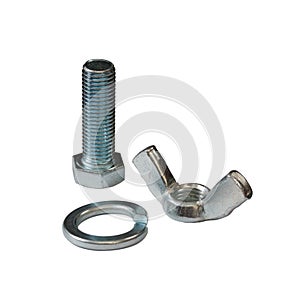 Bolt nut lamellar isolated on a white background