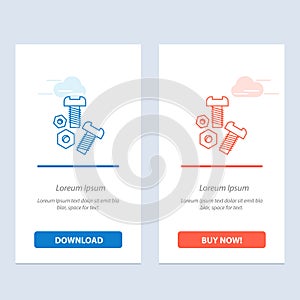 Bolt, Nut, Screw, Tools  Blue and Red Download and Buy Now web Widget Card Template