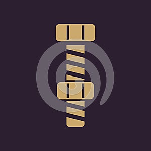 The bolt with nut stranded icon. symbol. Flat