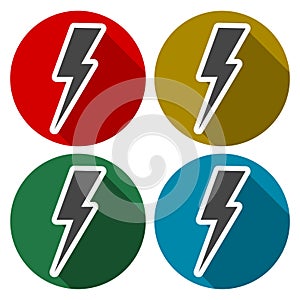 Bolt - vector icons set with long shadow