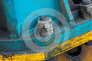 bolted connection with a locknut or Jam nut of two large parts subjected to large vibration loads photo