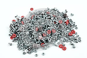 Bolts and nuts on white