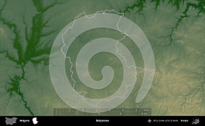 Bolyarovo outlined, Bulgaria. Physical