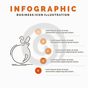 Bomb, boom, danger, ddos, explosion Infographics Template for Website and Presentation. Line Gray icon with Orange infographic