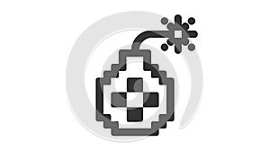 Bomb with burning wick icon on a white background