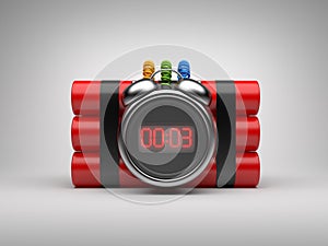 Bomb with clock timer 3D. Countdown