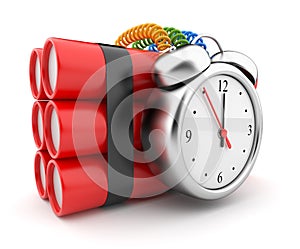 Bomb with clock timer 3D. Countdown. Icon