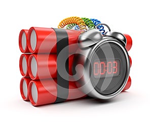 Bomb with clock timer 3D. Countdown. Isolated