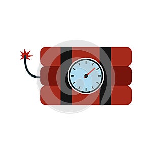Bomb with clock timer flat icon