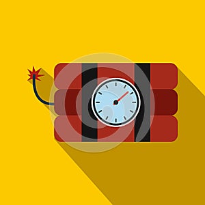 Bomb with clock timer flat icon