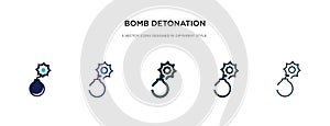 Bomb detonation icon in different style vector illustration. two colored and black bomb detonation vector icons designed in filled