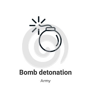 Bomb detonation outline vector icon. Thin line black bomb detonation icon, flat vector simple element illustration from editable