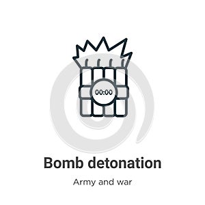 Bomb detonation outline vector icon. Thin line black bomb detonation icon, flat vector simple element illustration from editable