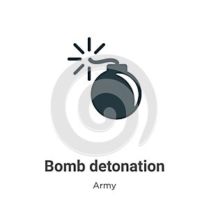 Bomb detonation vector icon on white background. Flat vector bomb detonation icon symbol sign from modern army collection for