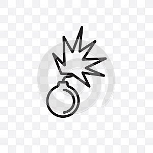 Bomb Detonation vector linear icon isolated on transparent background, Bomb Detonation transparency concept can be used for web an