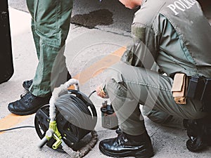 Bomb Disposal Expert in Bomb suit for Explosive