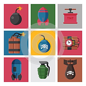 Bomb dynamite fuse vector illustration grenade attack power ball burning detonation explosion