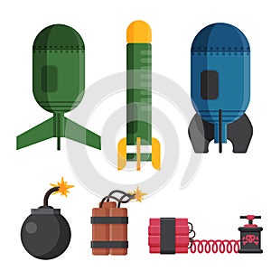 Bomb dynamite fuse vector illustration grenade attack power ball burning detonation explosion