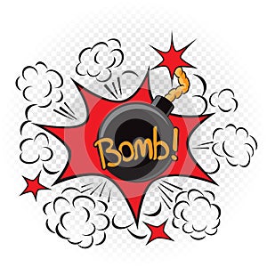 Bomb explode cartoon illustration