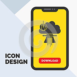 Bomb, explosion, nuclear, special, war Glyph Icon in Mobile for Download Page. Yellow Background