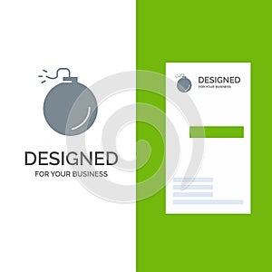 Bomb, Explosive, Explosion Grey Logo Design and Business Card Template