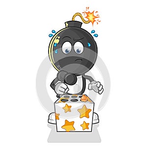 Bomb head play whack a mole mascot. cartoon vector