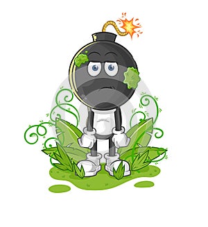 Bomb head waiting too long mascot. cartoon vector