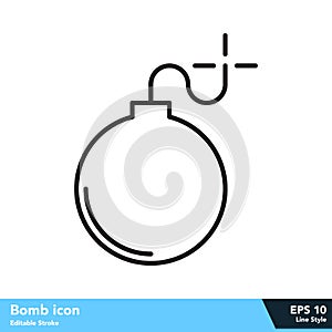 Bomb icon in line style, with  stroke eps 10