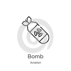 bomb icon vector from aviation collection. Thin line bomb outline icon vector illustration. Outline, thin line bomb icon for