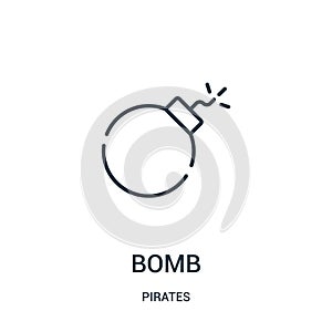 bomb icon vector from pirates collection. Thin line bomb outline icon vector illustration. Linear symbol for use on web and mobile