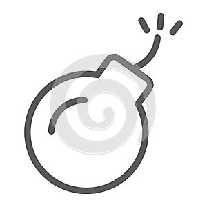Bomb line icon, danger and weapon, explosion sign, vector graphics, a linear pattern on a white background.
