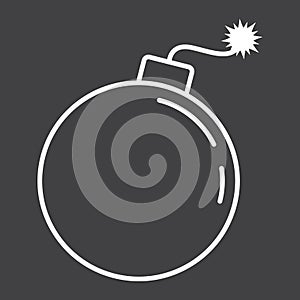 Bomb line icon, dynamite and danger