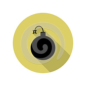 bomb long shadow icon. Simple glyph, flat vector of web icons for ui and ux, website or mobile application