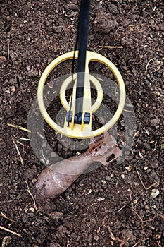 bomb or mine is found and excavated with a detector