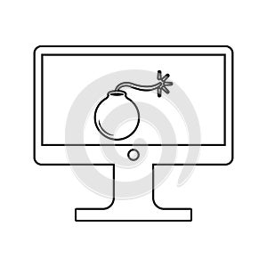 bomb on the monitor icon. Element of cyber security for mobile concept and web apps icon. Thin line icon for website design and