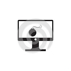 bomb on the monitor icon. Elements of cyber security icon. Premium quality graphic design. Signs and symbols collection icon for w