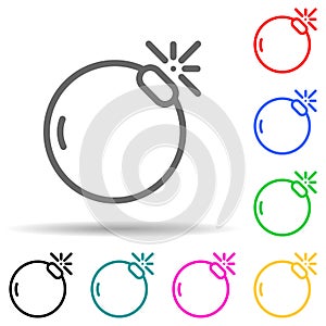 bomb multi color style icon. Simple thin line, outline vector of web icons for ui and ux, website or mobile application