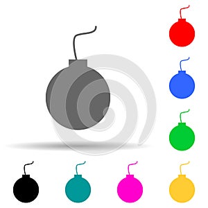 bomb multi color style icon. Simple thin line, outline vector of web icons for ui and ux, website or mobile application