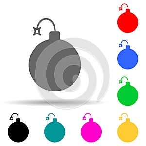 bomb multi color style icon. Simple thin line, outline vector of web icons for ui and ux, website or mobile application