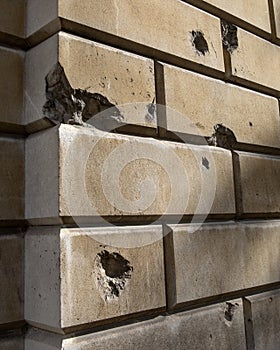 Bomb and Shrapnel Damage from the Blitz in London, UK