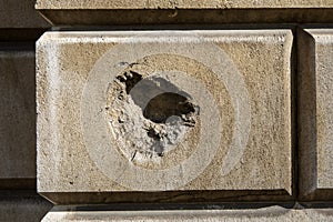 Bomb and Shrapnel Damage from the Blitz in London, UK