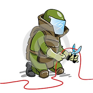 Bomb squad defusing bomb