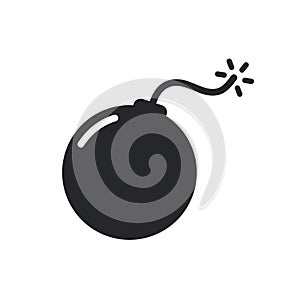 Bomb vector icon, cartoon dynamite violence illustration. Bomb fuse threat symbol