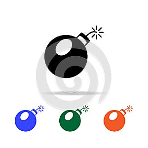 bomb with wick icon. Elements of simple web icon in multi color. Premium quality graphic design icon. Simple icon for websites,