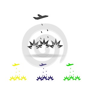 bombardment multicolored icon. Element of terrorism elements illustration. Signs and symbols collection icon for websites, web des